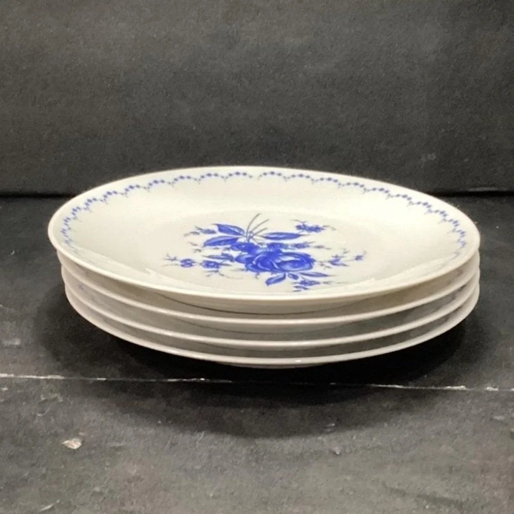 Alboth & Kaiser Bavaria Salad Plates, Set‎ of 4, Vintage Blue Floral Tableware